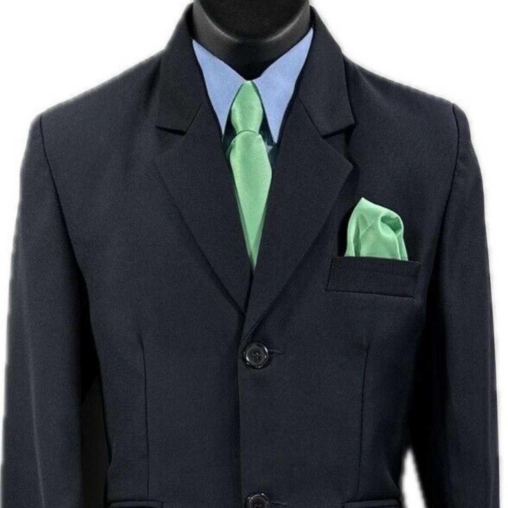 Bijan Kids Collections Boys Navy Blue Suit 2 Piece Pleated Pants Size 6